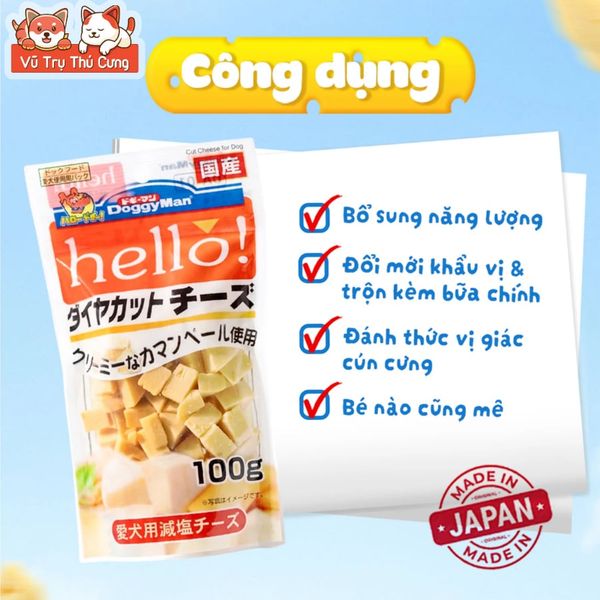 Snack Cho Chó Phô Mai Viên Doggyman Hello Túi 100g - Bổ Sung Canxi, Rau Củ