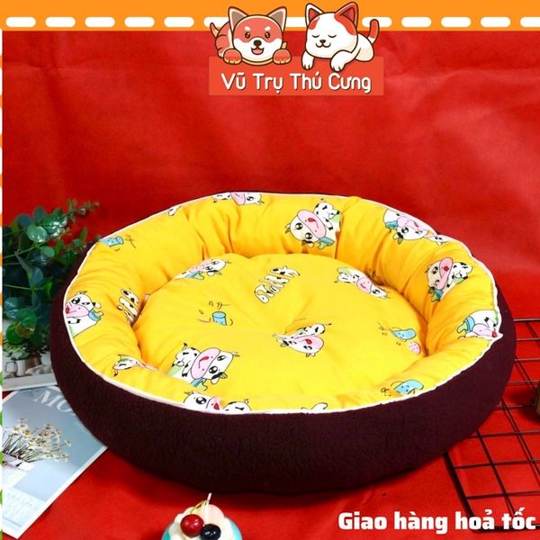 Nệm Ngủ Cho Chó Mèo Chất Liệu Nhung Êm Ái, Họa Tiết Đáng Yêu 50cm