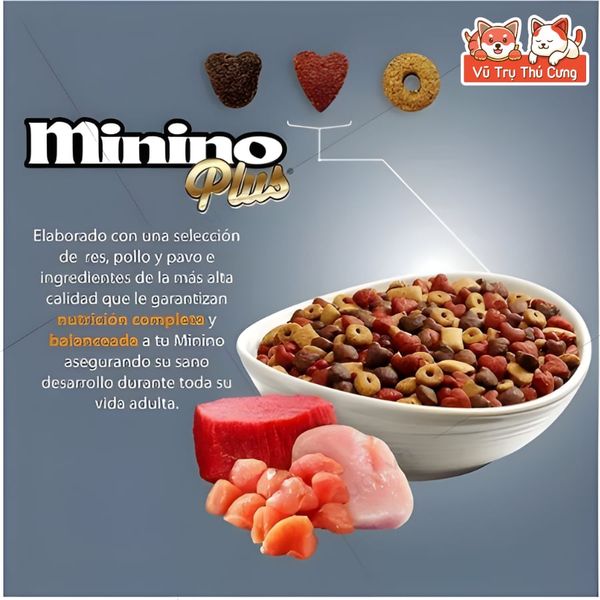 Thức Ăn Hạt Cho Mèo Minino Adult Plus - Vị Gà, Cá Ngừ & Gạo