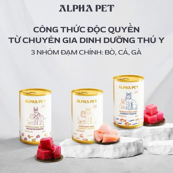 Pate Cho Chó Mèo Alpha Pet Từ Thịt và Rau Củ 400g