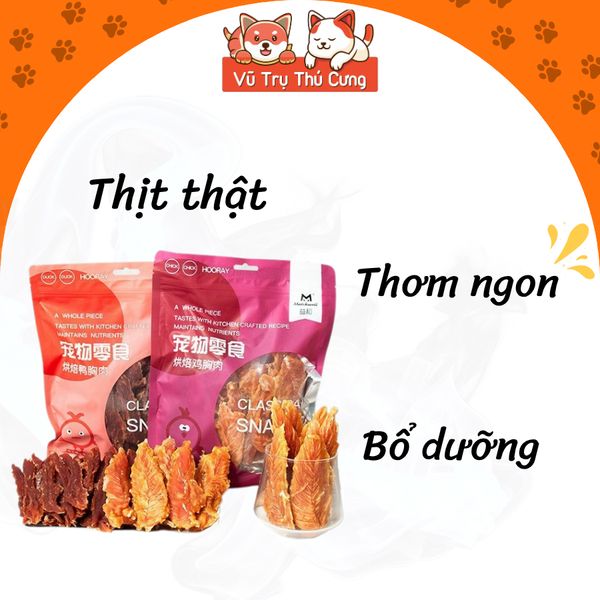 Snack Thịt Gà Sấy & Vịt Sấy Cho Chó MatchWell Túi Lớn 400g