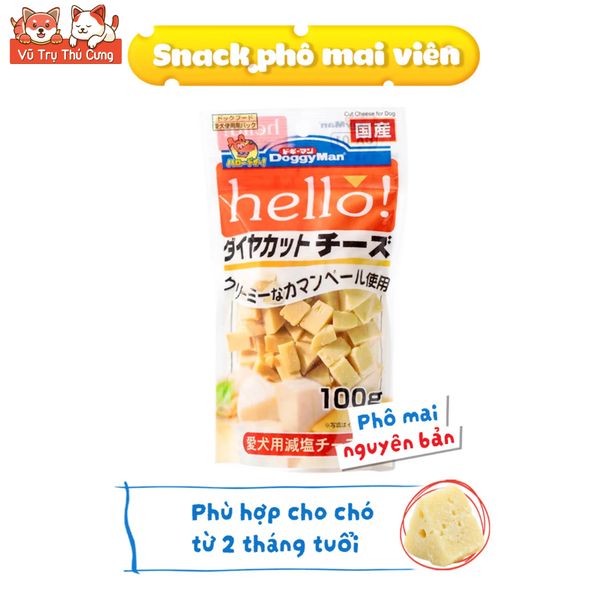 Snack Cho Chó Phô Mai Viên Doggyman Hello Túi 100g - Bổ Sung Canxi, Rau Củ