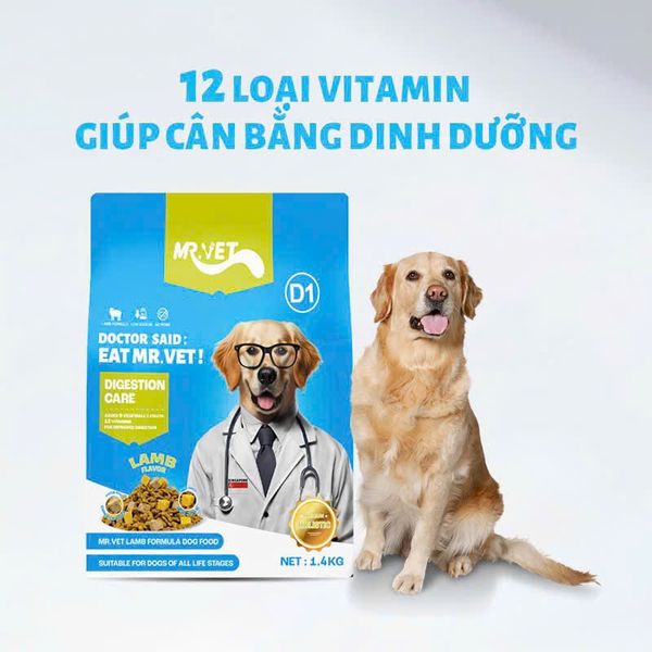 (1.4Kg) Thức Ăn Hạt Mr.Vet Cho Chó Không Độn Ngũ Cốc & Topping Thịt Sấy2