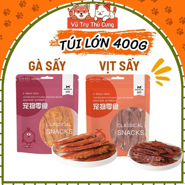 Snack Thịt Gà Sấy & Vịt Sấy Cho Chó MatchWell Túi Lớn 400g