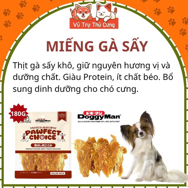 Snack Gà Sấy Miếng Cho Chó DoggyMan Perfect Choice 180g