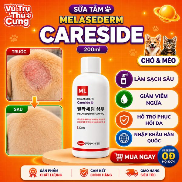 Sữa Tắm Hỗ Trợ Nấm Da Cho Chó Mèo CareSide 200ml -Giảm Ngứa, Chiết Xuất Tự Nhiên