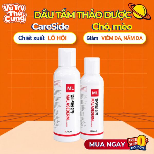 Sữa Tắm Hỗ Trợ Nấm Da Cho Chó Mèo CareSide 200ml -Giảm Ngứa, Chiết Xuất Tự Nhiên