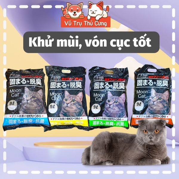(1 tải 6 bao) Cát Nhật đen MoonCat 9L chính hãng, Cát vệ sinh cho mèo khử mùi, vón cục tốt