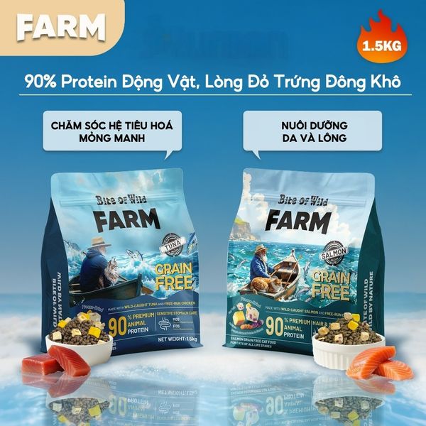 Thức Ăn Hạt Cho Mèo Bite Of Wild Farm Topping Cá Ngừ 1,5kg Hỗ Trợ Tiêu Hóa, Miễn Dịch, Sức Khỏe Toàn Diện2