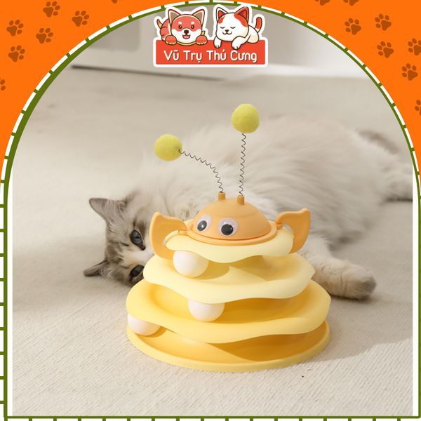 Đồ Chơi Cho Mèo-Tháp Banh 3 Tầng Có Lò Xo2