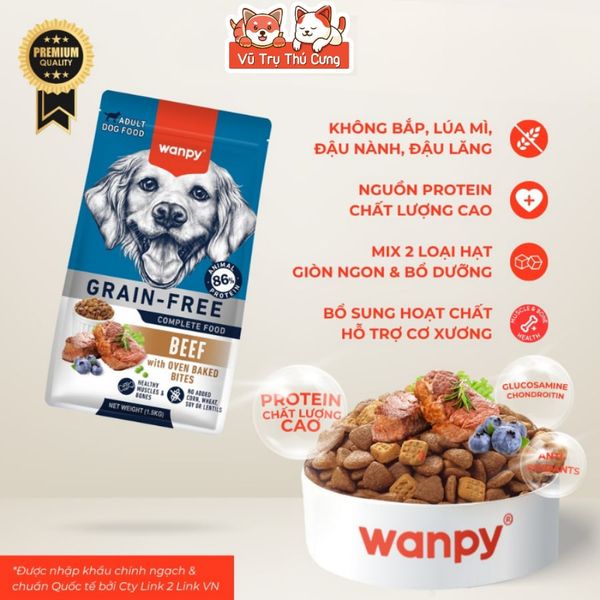 (3KG Tặng 500g) Hạt Cho Chó Wanpy / Captain Cho Chó Kén Ăn, Giúp Tăng Cân, Siêu Topping