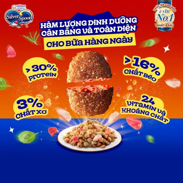 Thức Ăn Hạt Cho Mèo Silver Spoon Nhật Bản 1Kg Giàu Dinh Dưỡng