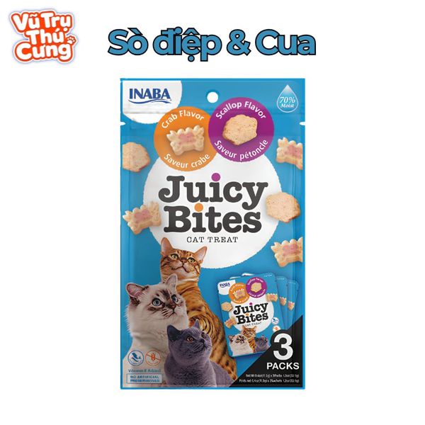 Bánh Thưởng Cho Mèo Inaba Juicy Bites Viên Mềm Gói 34G