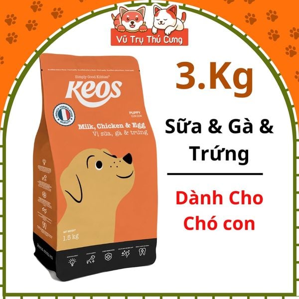 (3Kg Tặng 400g) Hạt Cho Chó Mọi Độ Tuổi Keos Giàu Dinh Dưỡng