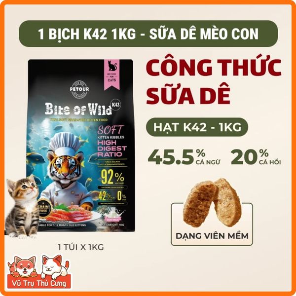 (Mua 1 Tặng 4) Thức Ăn Cho Mèo Bite Of Wild 1Kg Cao Cấp Giàu Đạm, Không Độn Ngũ Cốc-Nhiều Thịt