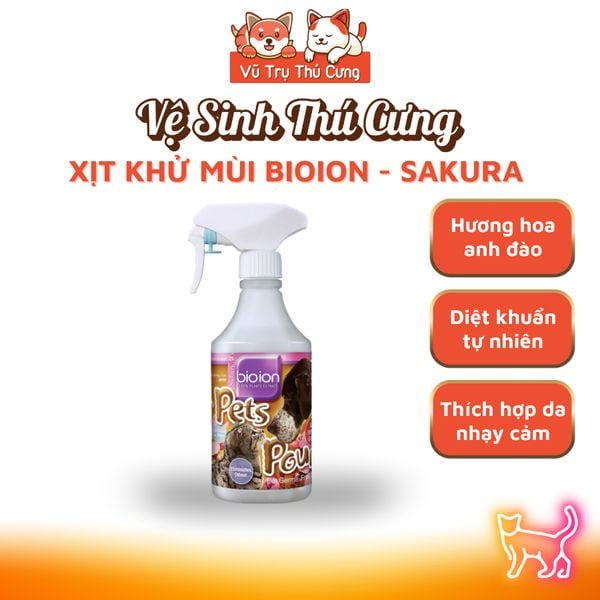 Xịt Khử Mùi Cho Thú Cưng BIOION Pet Pounce Chai 500ml, Thành Phần Lành Tính, Không Cồn