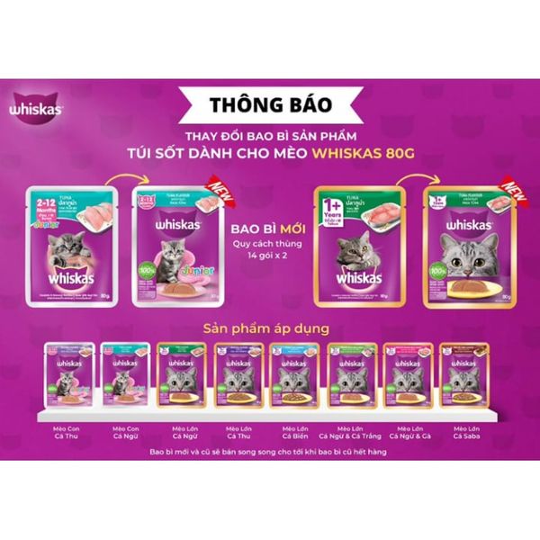 Pate Whiskas Cho Mèo Mọi Lứa Tuổi Giàu Dinh Dưỡng 80g