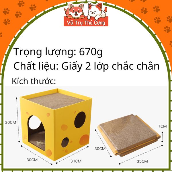 Nhà cào móng cho mèo kèm cỏ mèo, nhà ngủ cho Mèo