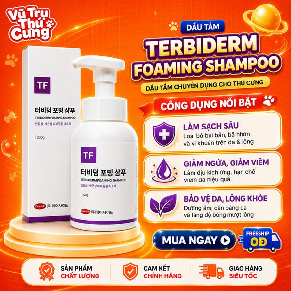 Sữa Tắm Terbiderm Cho Chó 300ml - Hỗ Trợ Nấm Da, Giảm Ngứa, Chiết Xuất Tự Nhiên-Thương Hiệu CareSide