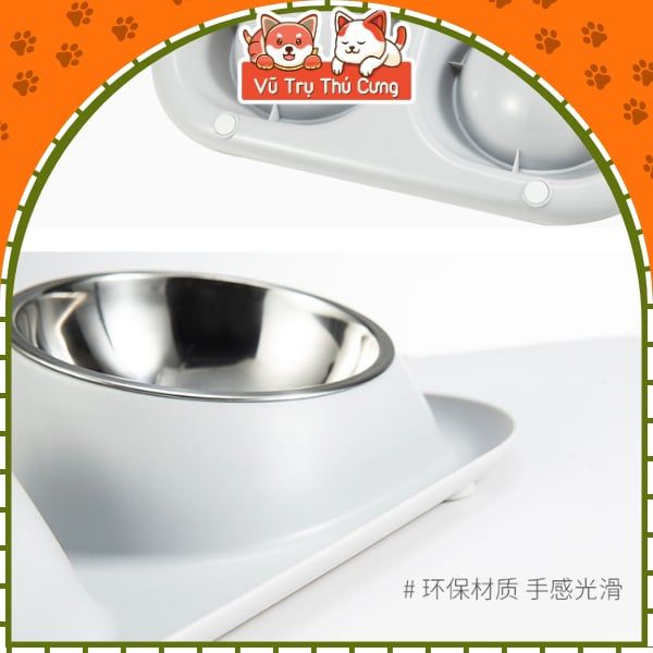 Bát Ăn Cho Chó Mèo Chống Kiến Kèm 2 Chén Inox