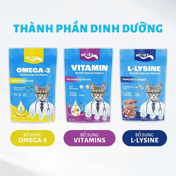 Pate Cho Mèo Hỗ Trợ Mượt Lông Da Mr.Vet 70g2