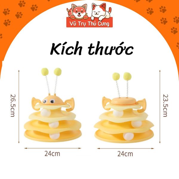 Đồ Chơi Cho Mèo-Tháp Banh 3 Tầng Có Lò Xo2