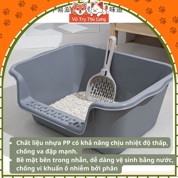 Khay Vệ Sinh Cho Mèo Có Thành Cao Chống Văng Cát (Đơn Sắc)2