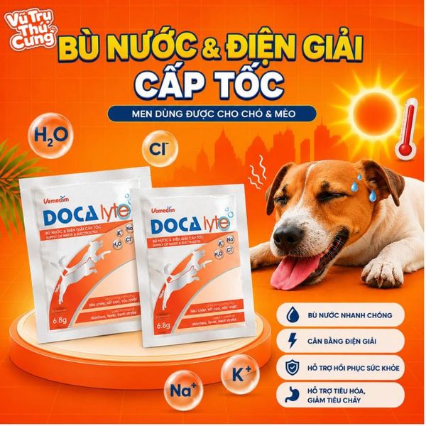 Men Bù Nước Và Điện Giải Cho Chó Mèo Doca Lyte Gói 6,8g