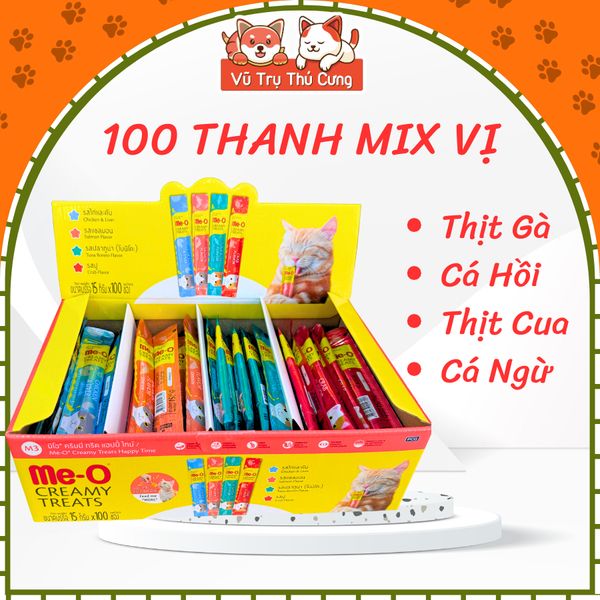 Hộp 100 Thanh-Súp Thưởng Cho Mèo Me-O Nhiều Dinh Dưỡng