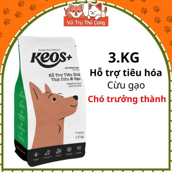 (3Kg Tặng 400g) Hạt Cho Chó Mọi Độ Tuổi Keos Giàu Dinh Dưỡng