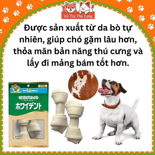 Xương Da Bò Cho Chó Gặm Sạch Răng DoggyMan (2 Cây Lớn)