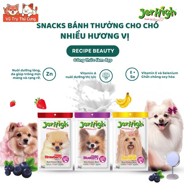Snack Cho Chó Bánh Thưởng Jerhigh Đa Dạng Hương Vị Gói 70g