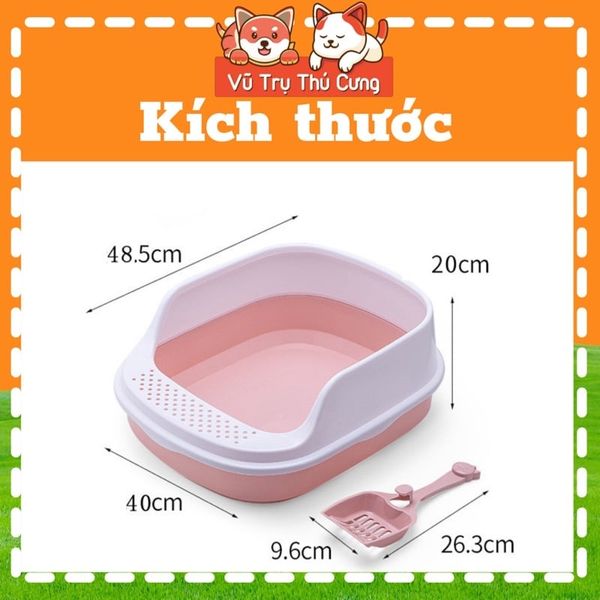 Khay đựng cát vệ sinh cho Mèo size lớn, chống văng cát, kèm xẻng xúc phân