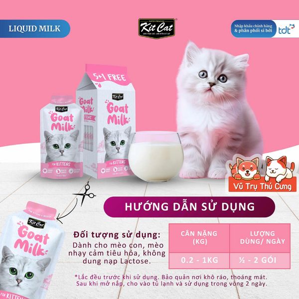 Sữa Cho Mèo KitCat Goat Milk Gói 50ml - Không Lactose