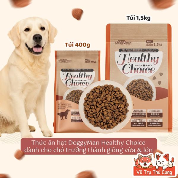 (1,5Kg) Hạt Cho Chó Healthy Choice Thương Hiệu Doggyman - Tặng 1 Bịch Xúc Xích