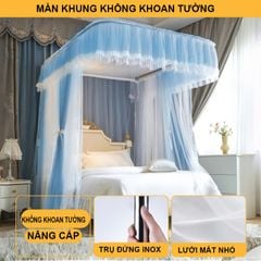 Màn khung không khoan tường vải 2 lớp  - mùng ngủ chống muỗi hiện đại