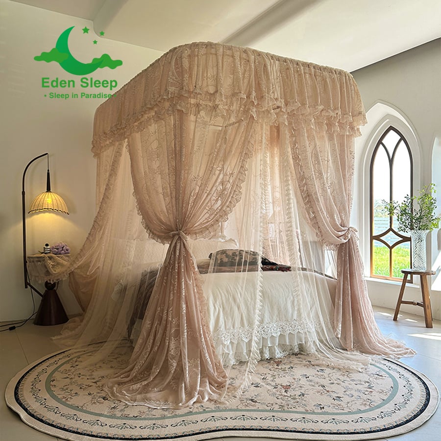 BẢN KHUNG NÂNG CẤP 2025   Màn mùng khung  không khoan tường Loại Vải 2 Lớp   - màn ngủ công chúa,chống muỗi kiểu dáng khách sạn resort