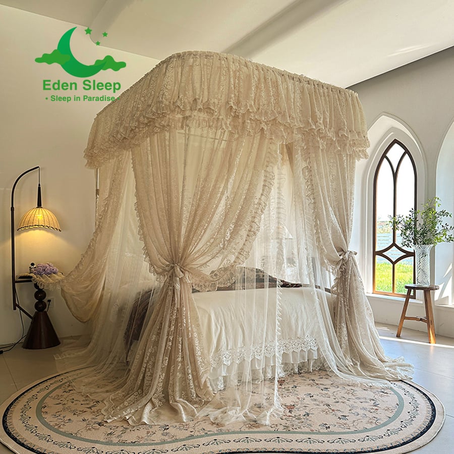 BẢN KHUNG NÂNG CẤP 2025   Màn mùng khung  không khoan tường Loại Vải 2 Lớp   - màn ngủ công chúa,chống muỗi kiểu dáng khách sạn resort