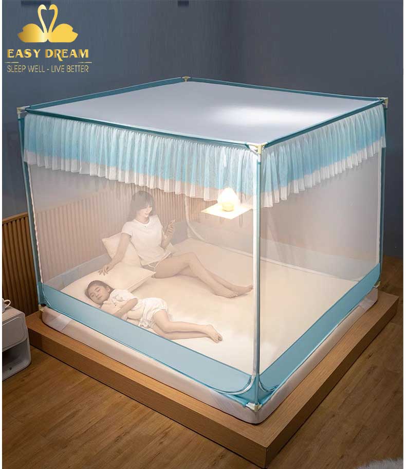 RẺ VÔ ĐỊCH Màn mùng khung vuông chống bé ngã chống muỗi , màn công chúa , mùng ngủ , màn khung không khoan tường