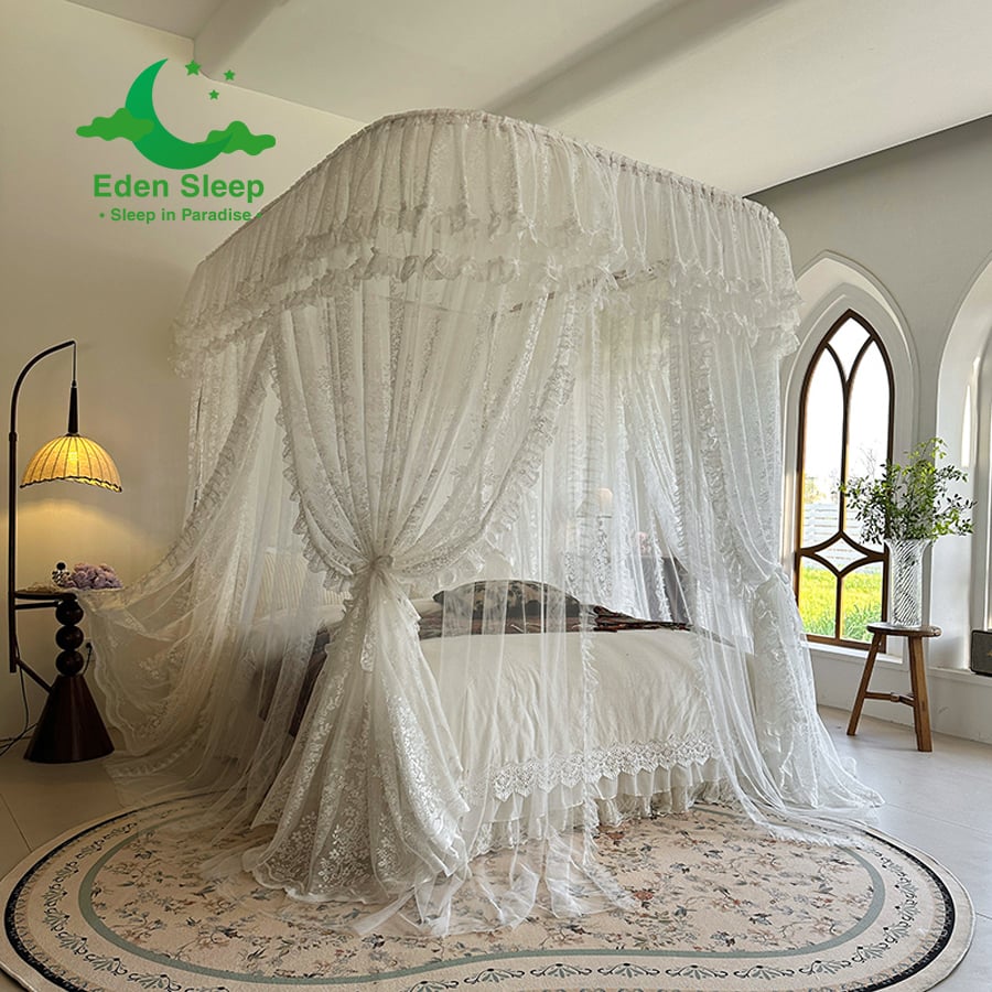 BẢN KHUNG NÂNG CẤP 2025   Màn mùng khung  không khoan tường Loại Vải 2 Lớp   - màn ngủ công chúa,chống muỗi kiểu dáng khách sạn resort