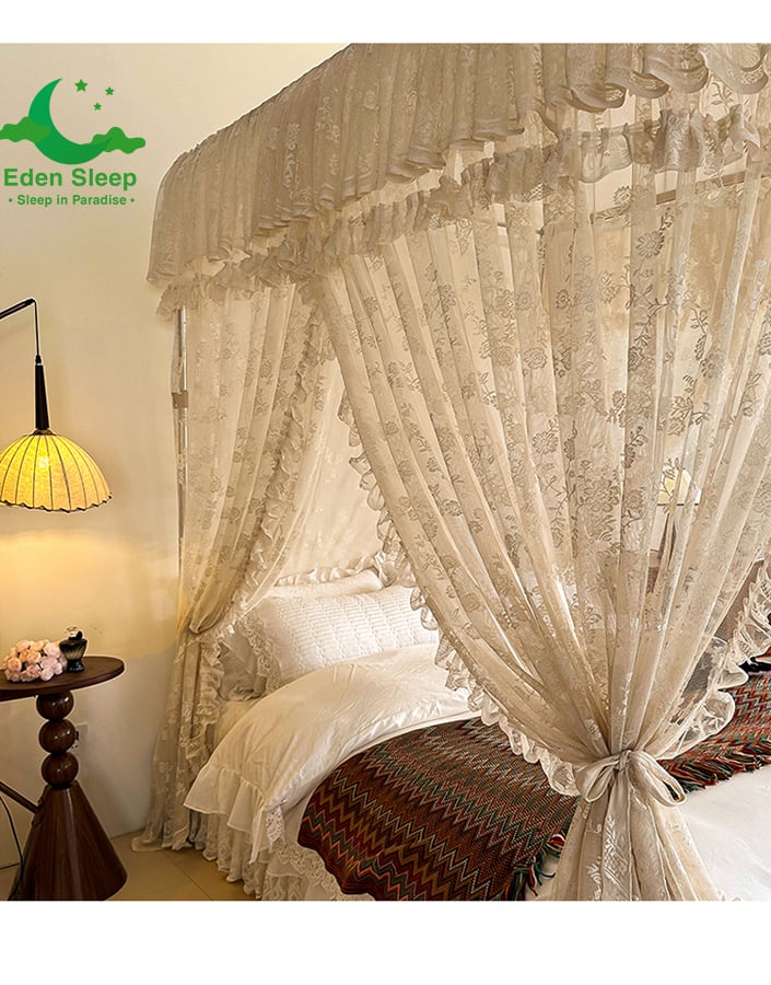 BẢN KHUNG NÂNG CẤP 2025   Màn mùng khung  không khoan tường Loại Vải 2 Lớp   - màn ngủ công chúa,chống muỗi kiểu dáng khách sạn resort