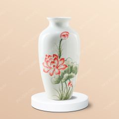 Lọ hoa vẽ hồng liên thanh ngọc gốm sứ Bát Tràng sang trọng