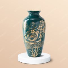 Bình hoa men lục sen đại kẻ kim - Quà tặng in logo doanh nghiệp