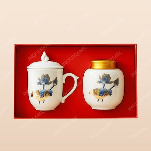 Gift set quà tặng sen xanh Liên Hoa Kim sang trọng