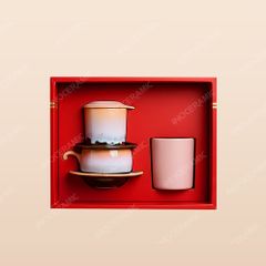 Giftset pastel phin sứ men chảy Lam Hồng dịu êm