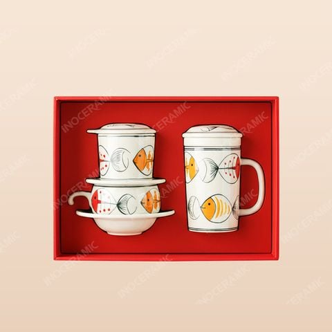 Giftset quà tặng bộ họa cá Hải Ngư vẽ tay