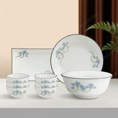Bộ bát đĩa 9 món men sứ sen xanh - Quà tặng doanh nghiệp