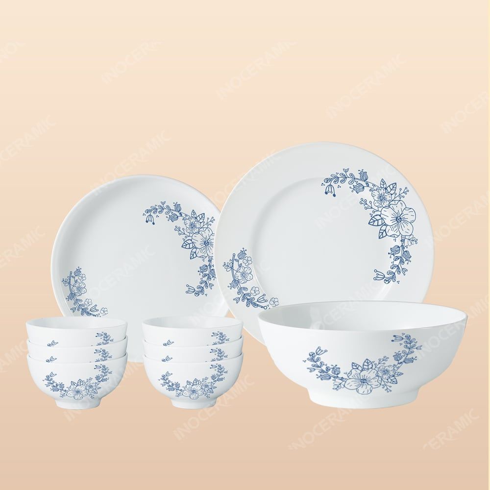 Bộ bát đĩa 9 món men sứ Tuyết Mai - Quà tặng in logo