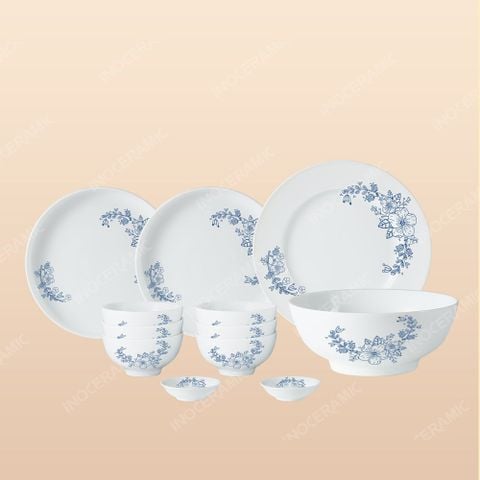 Bộ bát đĩa 12 món men sứ Tuyết Mai - Quà tặng gốm sứ in ấn logo