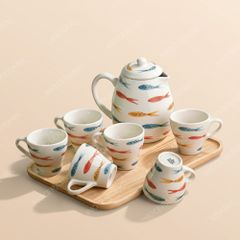 Bộ bình sứ Indochine Ngư Lộc vẽ tay | Gốm sứ Bát Tràng cao cấp